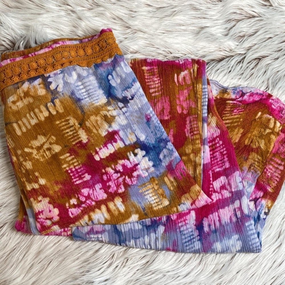 Earthbound Tie Dye Wide Leg High Waisted Boho Pants Medium - Picture 9 of 9